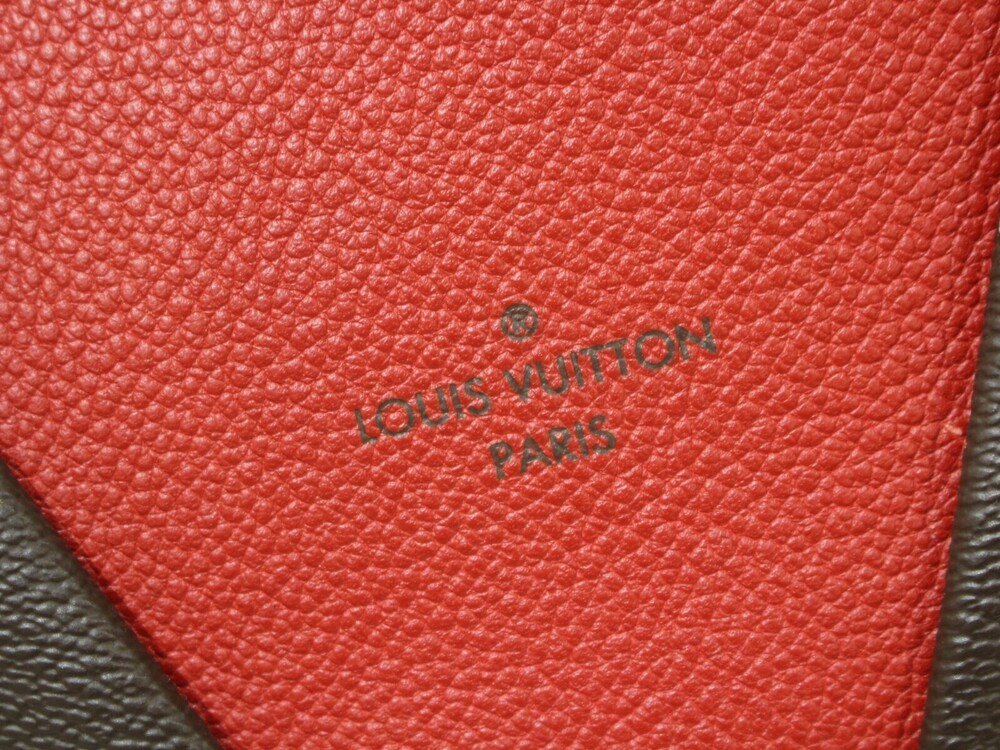 LOUIS VUITTON V Tote Monogram Brown Red Bag Handbag Shoulder LV